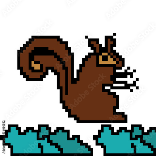 pixel style squirrel vector that can be used for cute characters and book covers © Bangkit