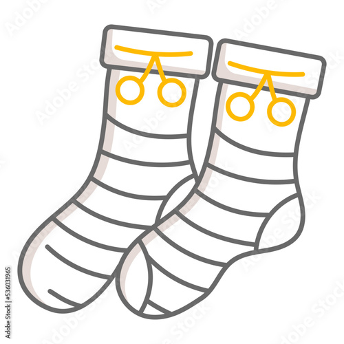 Woolen Pair of Socks Vector Icon Design, Autumn or Fall activities Symbol, Dry weather Sign, Temperate climates Elements Stock illustration, Cozy sox with Bow Concept 