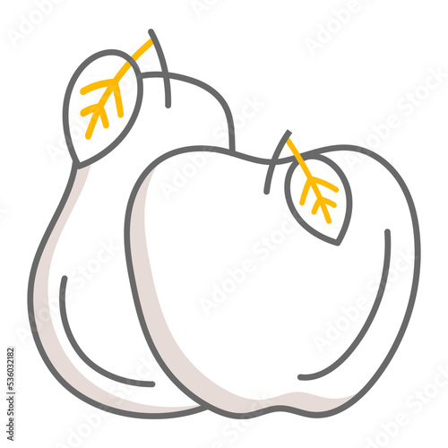 Pear and Apple Vector Icon Design, Autumn or Fall activities Symbol, Dry weather Sign, Temperate climates Elements Stock illustration, Mix Fruit Set Concept