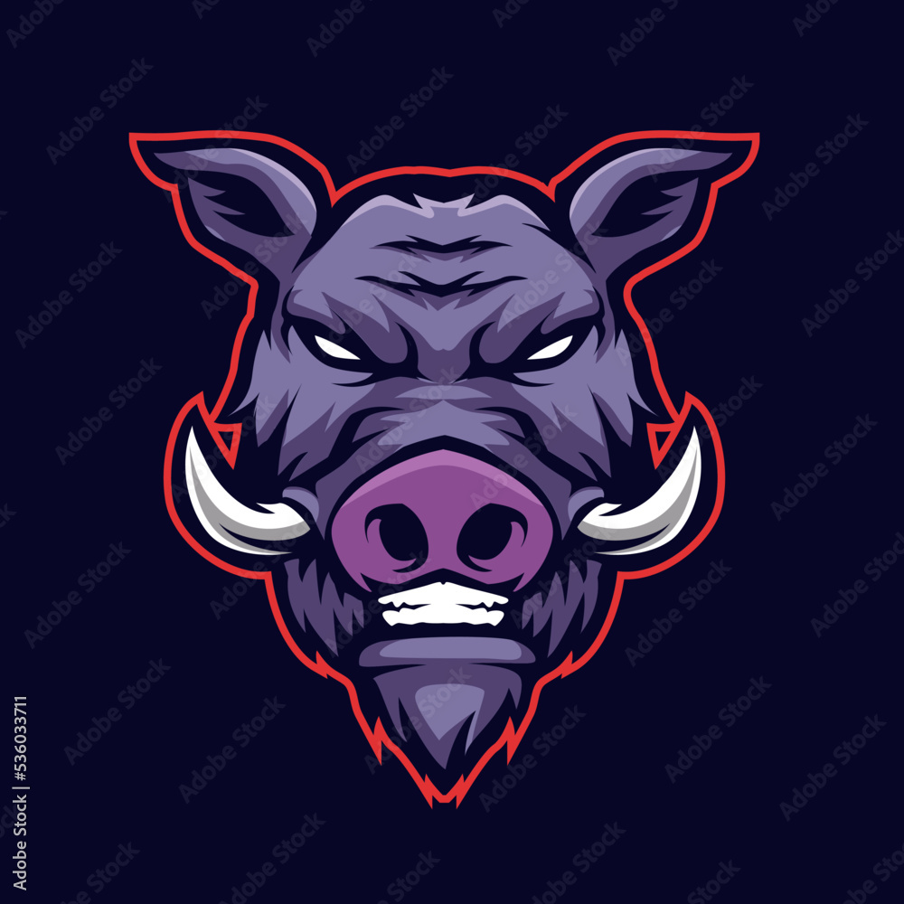 Fototapeta premium boar head mascot gaming logo illustration