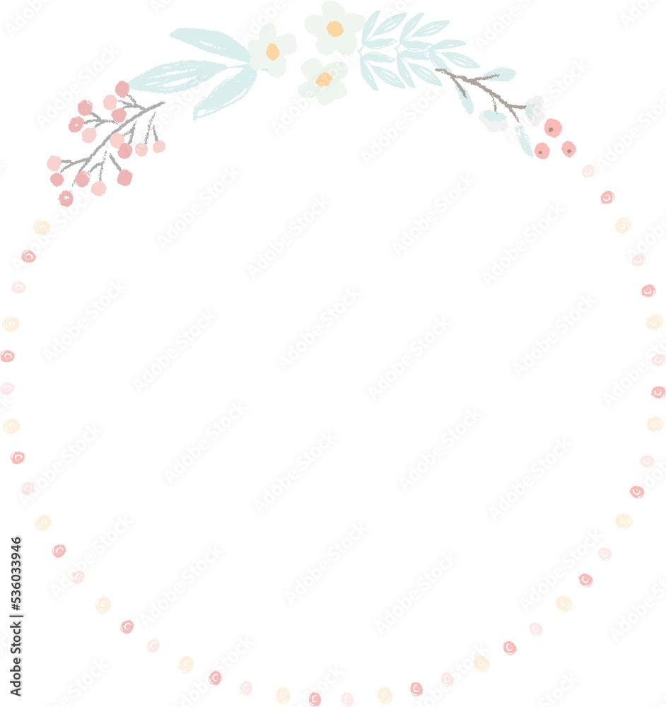 cute hand draw style pastel pink and blue spring tiny little flower and leaf wreath cute hand draw style pastel pink and blue spring tiny little flower and leaf wreath
