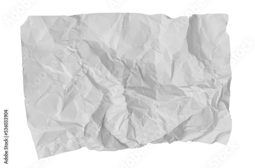 Crumpled sheet of paper isolated on white background.