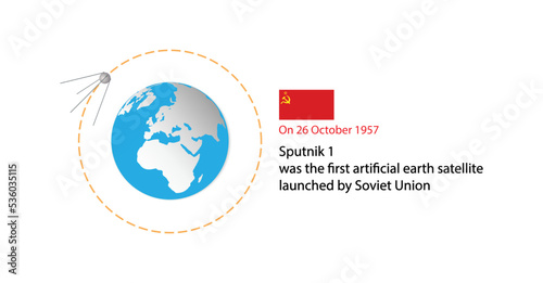 illustration of astronomy and physics, world's first satellite, Sputnik was launched into an elliptical low Earth orbit by the Soviet Union on 4 October 1957 as part of the Soviet space 