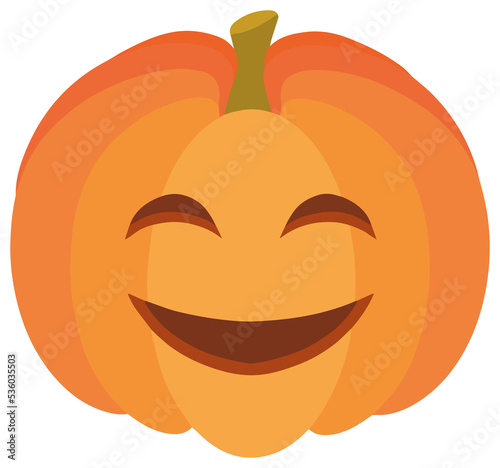 Cute  drawing of cartoon style carved Halloween pumpkin faces on transparent background © Firn