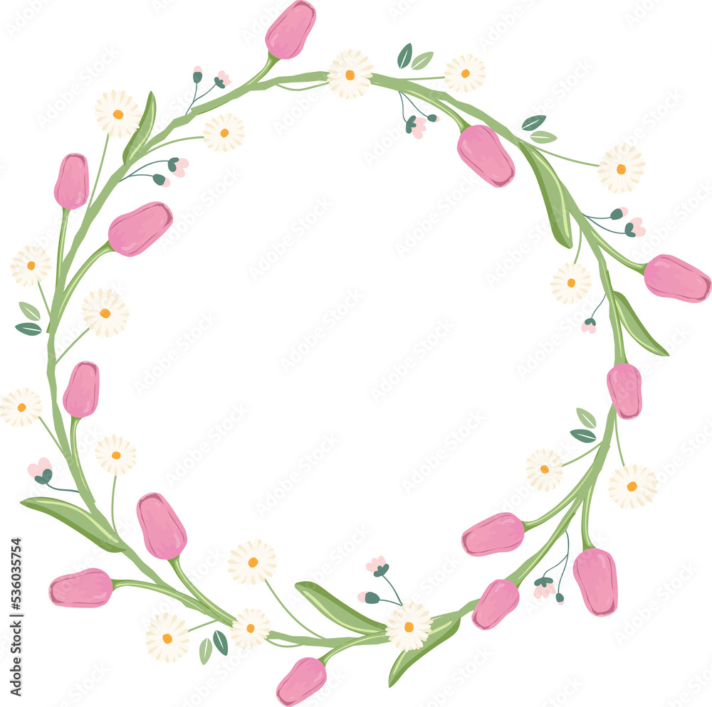 tulip and daisy spring flower bouquet wreath frame tulip and daisy spring flower bouquet wreath frame