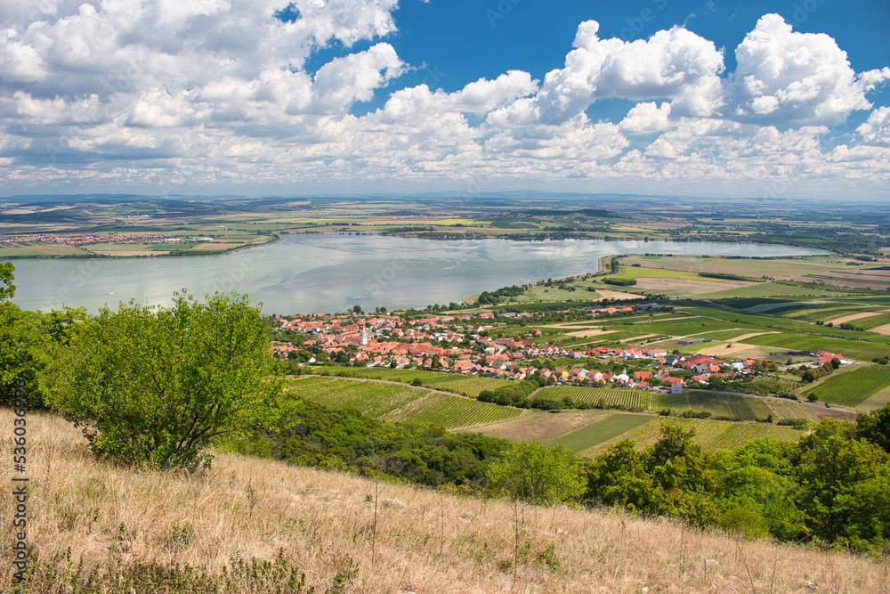 View from Devin to Pavlov village in summer day. Palava. Moravia region. View from Devin to Pavlov village in summer day. Palava. Moravia region.