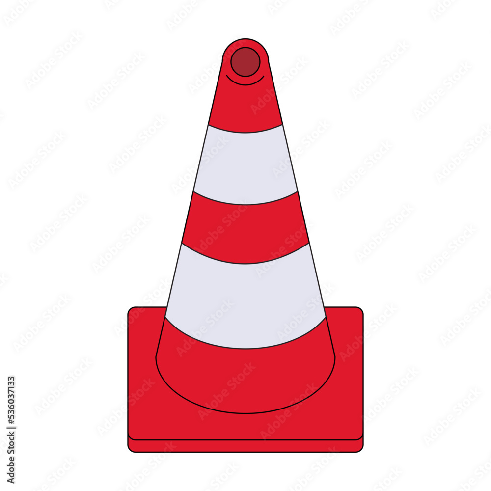 Traffic cone vector illustration in line filled design Traffic cone vector illustration in line filled design
