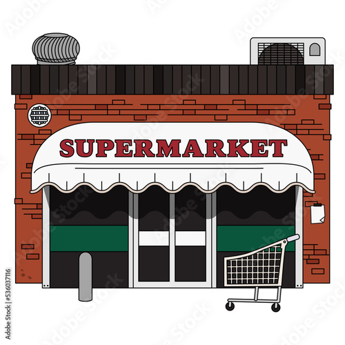 Supermarket vector illustration in line filled design