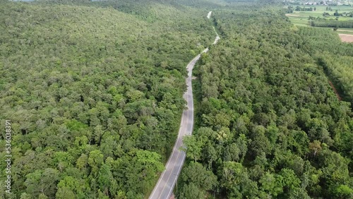 Aerial view of a forest in thailand.