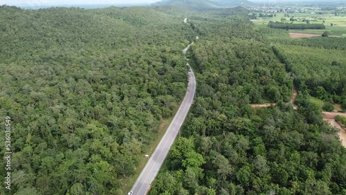 Aerial view of a forest in thailand.