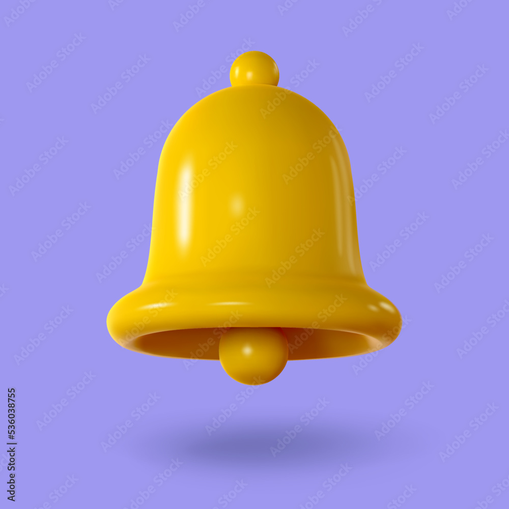 Hand bell, realistic 3d on violet background. Vector illustration Hand bell, realistic 3d on violet background. Vector illustration