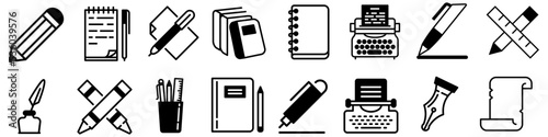 Writing vector icon set. Notes illustration sign collection. notice symbol.