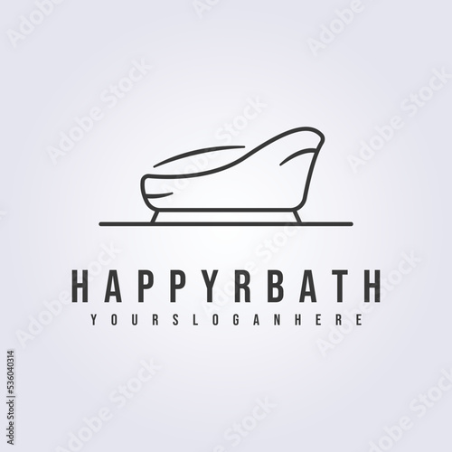 simple bathroom bathtub line logo vector illustration design