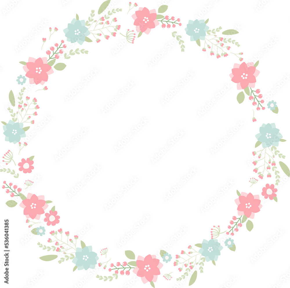minimal sweet pastel wreath flowers frame