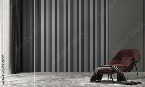 Fototapeta Naklejka Na Ścianę i Meble -  Modern cozy living room design and empty wall background idea. 3D rendering