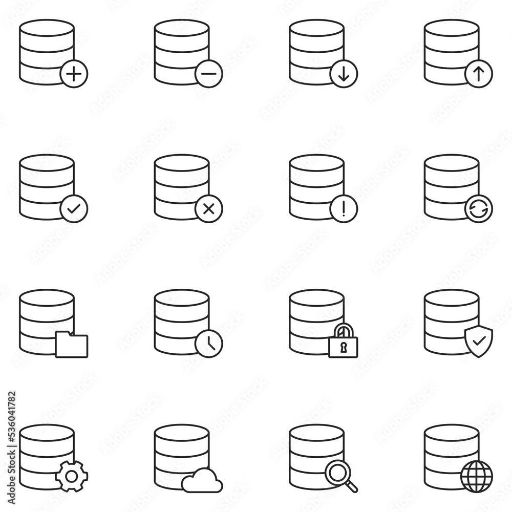 Database Line Icon Set Vector Database Line Icon Set Vector