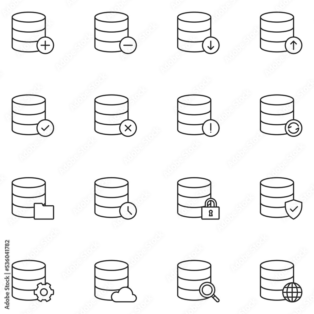 Database Line Icon Set Vector