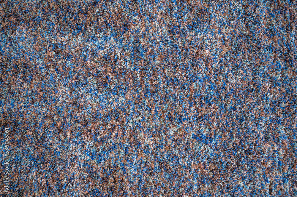 Fototapeta premium Blue frieze carpet multicolor tone. Soft texture for graphic background use.