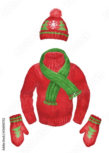 
Set of winter clothes. Festive clothes for christmas.