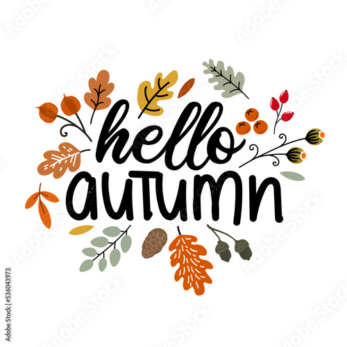 Beautiful autumn isolated typographic illustration vector