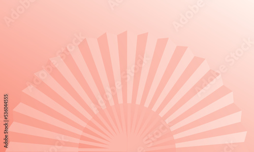 Coral pink color clear subtle geometric abstract illustration background with folding fan. Light color empty space. Minimalist wallpaper.