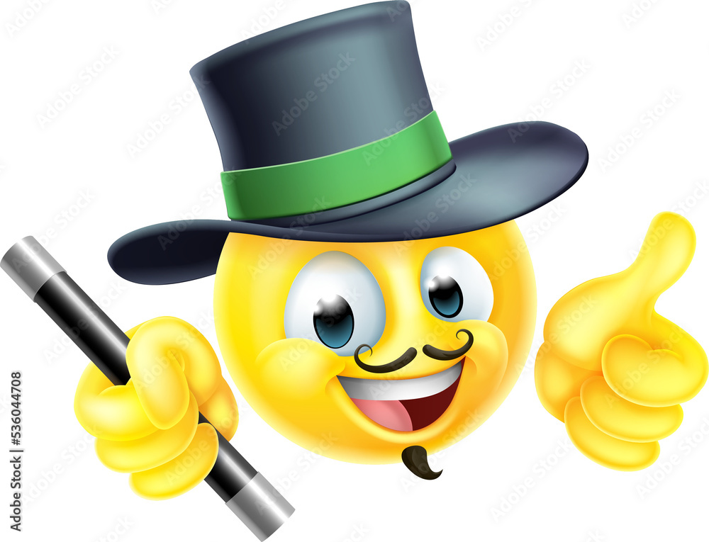 Magician Emoticon Cartoon Face Thumbs Up Icon Stock Illustration ...