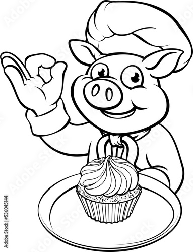 Cartoon Baker Chef Pig Char...