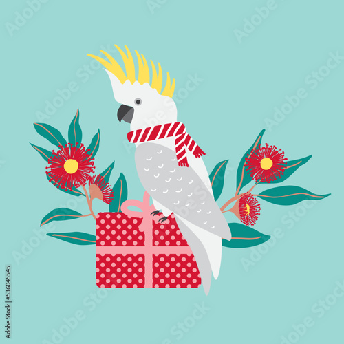 Australian Native Animals Xmas Christmas Yellow Crested Cockatoo Parrot