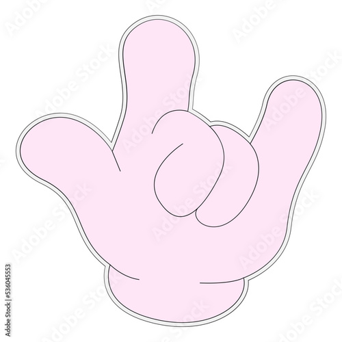 I love you hand sign sticker vector illustration in line filled design