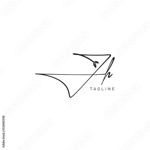 ZH Modern calligraphy text. Vector hand-drawn illustration in black and white