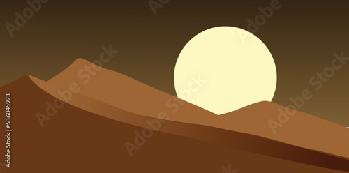 Flat landscape design vector illustration with desert