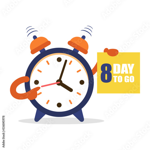 Last minute offer. 8 Days to Go with stopwatch for business, promotion, sale and advertising. Vector illustration.