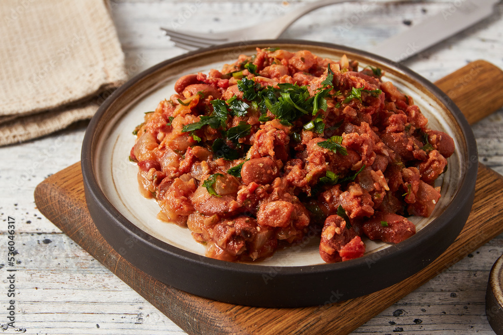 Lobio - mashed red beans with spices, closeup Lobio - mashed red beans with spices, closeup