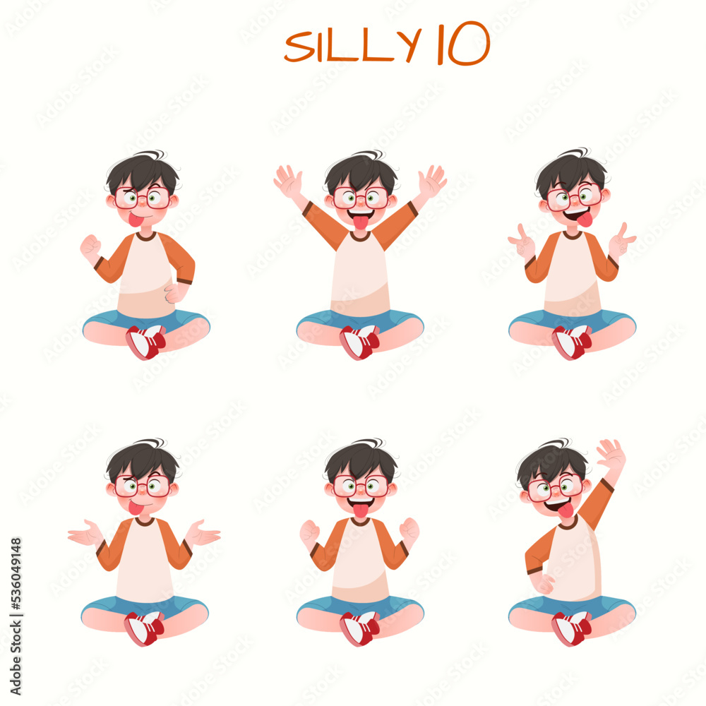 Set of kid boys showing silly expression.Vector illustration. Set of kid boys showing silly expression.Vector illustration.