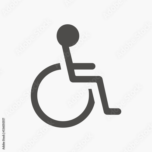 Disabled handicap vector icon. Disabled, wheelchair, disability person symbol sign.