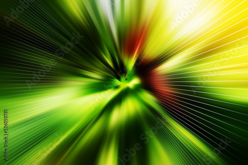 green and yellow spectrum laser and white lines background, space warp, decor, banner, template, copy space