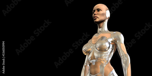 Female android robot. Extremely detailed and realistic high resolution 3D illustration