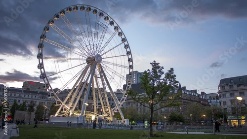 Manchester, England, United Kingdom - Big Wheel at City Center - 4K Time lapse photo