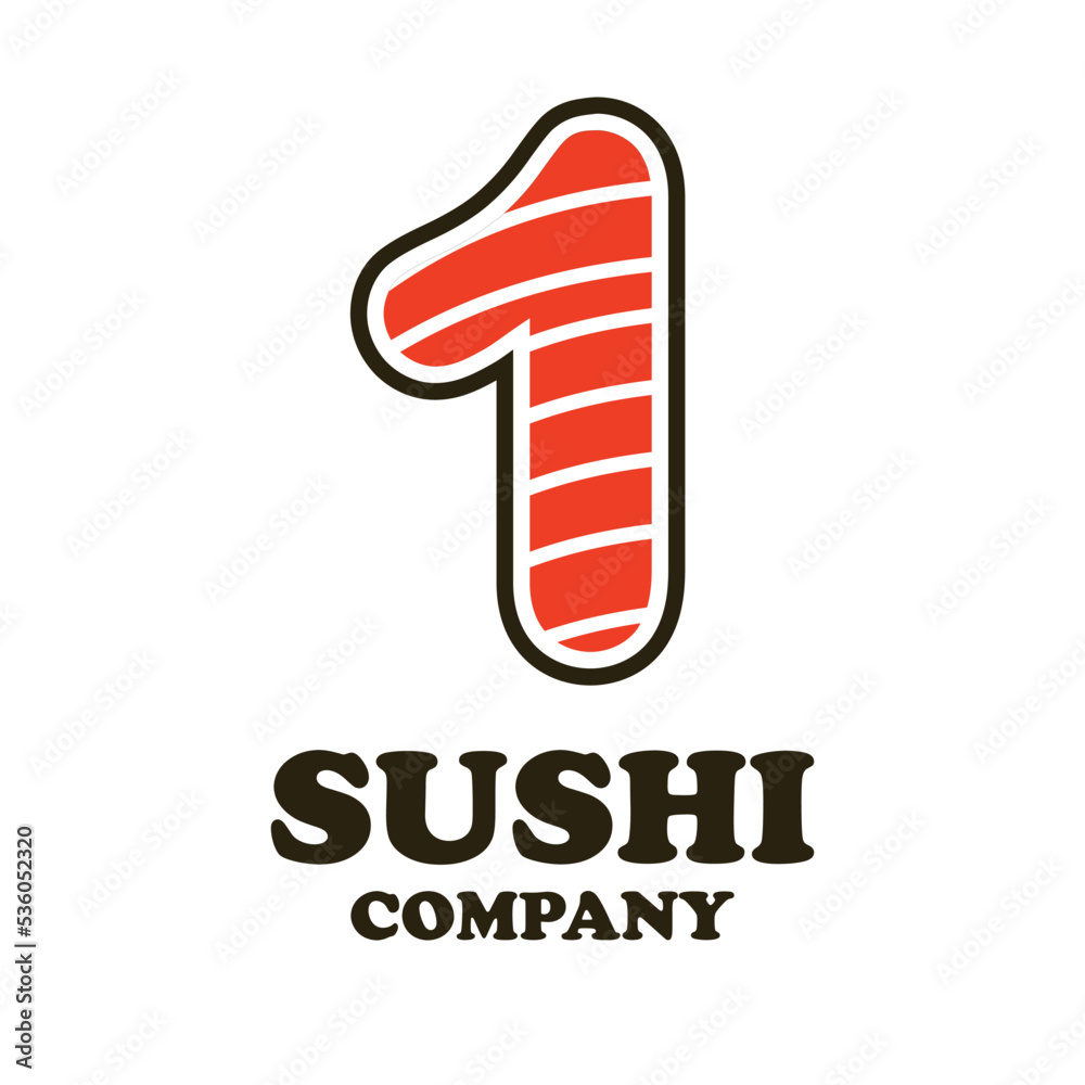 number 1 with sushi logo template illustration number 1 with sushi logo template illustration