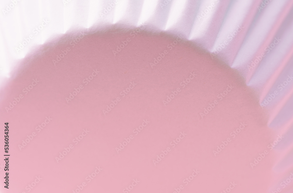 close up macro abstract curves line zig zag of paper cup pattern soft light on pastel pink with copy space background.