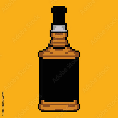 vector whiskey bottle in pixel art style