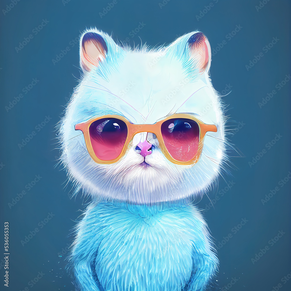 cool cat avatar illustration, old cat with sunglass