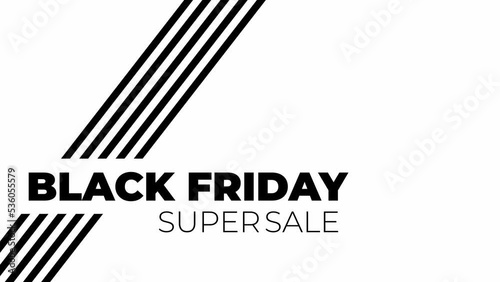 Black Friday Text animation. Text and diagonal black bars move into frame.