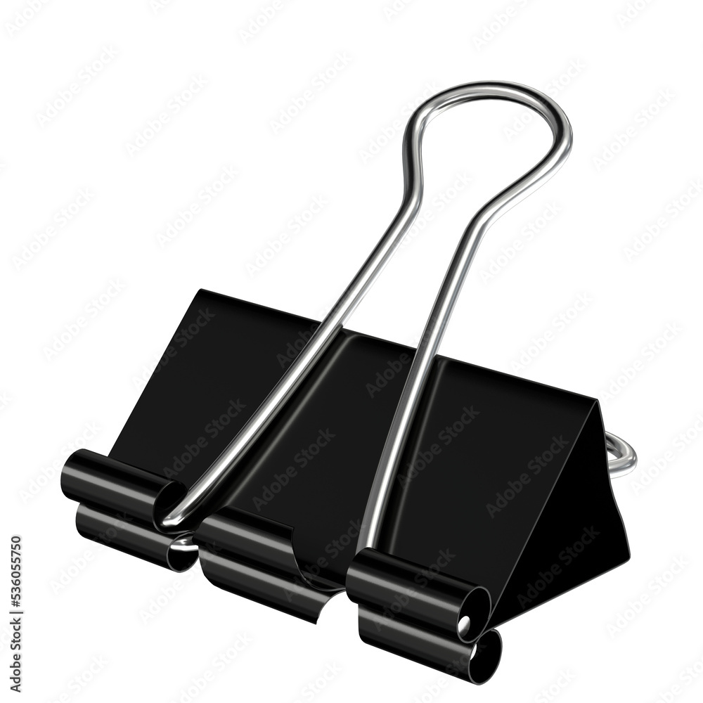 3d rendering illustration of a closed binder clip 3d rendering illustration of a closed binder clip
