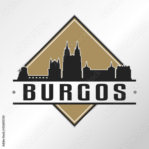Burgos, Spain Skyline Logo. Adventure Landscape Design Vector City Illustration Vector illustration.