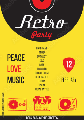 Retro party poster design template