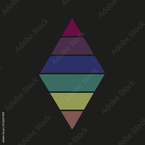 Multicolored rhombus Shape Vector, strifed background, purple, blue, violet, pink, green, yellow, brown