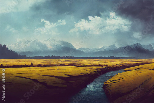 Beautiful landscape, nature, art illustration