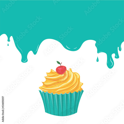 cupcake, dessert banner. banner for a sweets shop. advertising of sweets