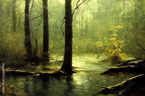 Forest water. Water in woods. Forest landscape © 2rogan